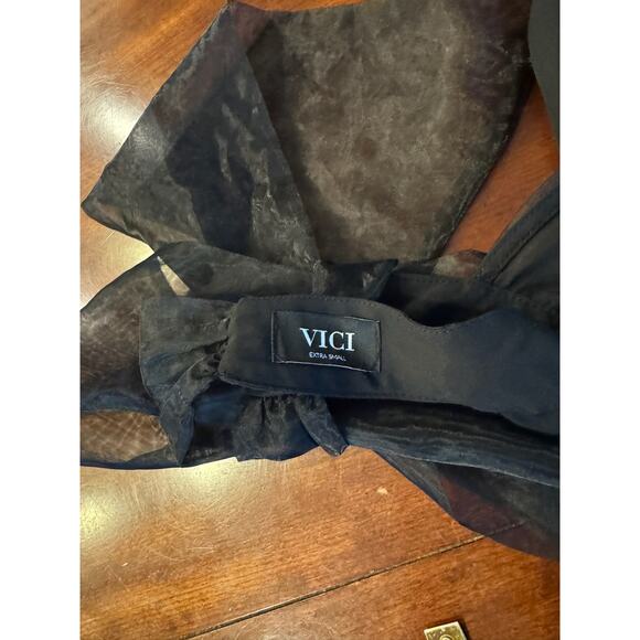 VICI Collection Bodysuit Sz XS Black Organza Halter Backless Tie-Neck Thong - Picture 10 of 12